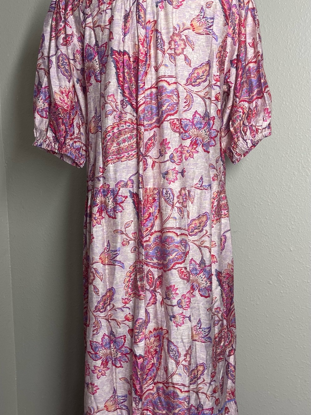 Umgee Pink Floral Midi Dress - Lightweight Paisley Print S - Picture 3 of 7